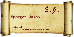 Sparger Jolán névjegykártya
