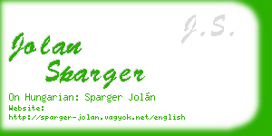 jolan sparger business card